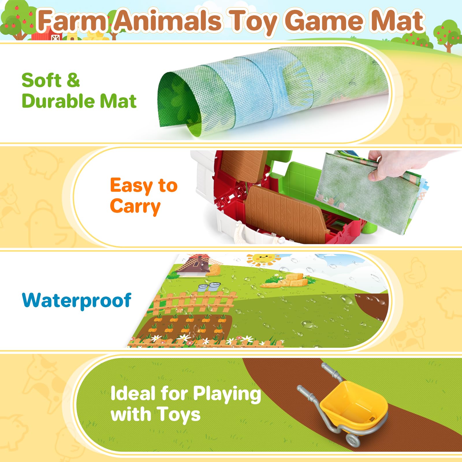 SpringFlower 27x19 inch play mat provides spacious, soft space for creative play.