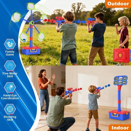 SpringFlower rotating target demonstrates exciting motion for competitive two-player sessions.