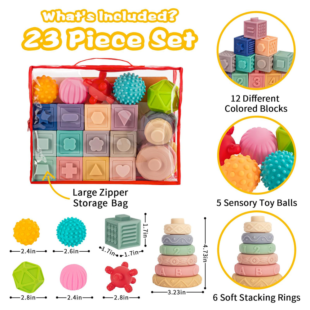 SpringFlower soft teething rings provide safe chewing and grasping.