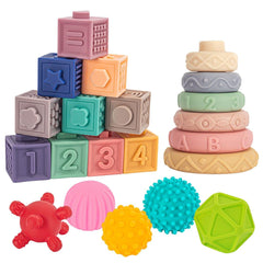SpringFlower stacking play fosters hand-eye coordination and motor skills.