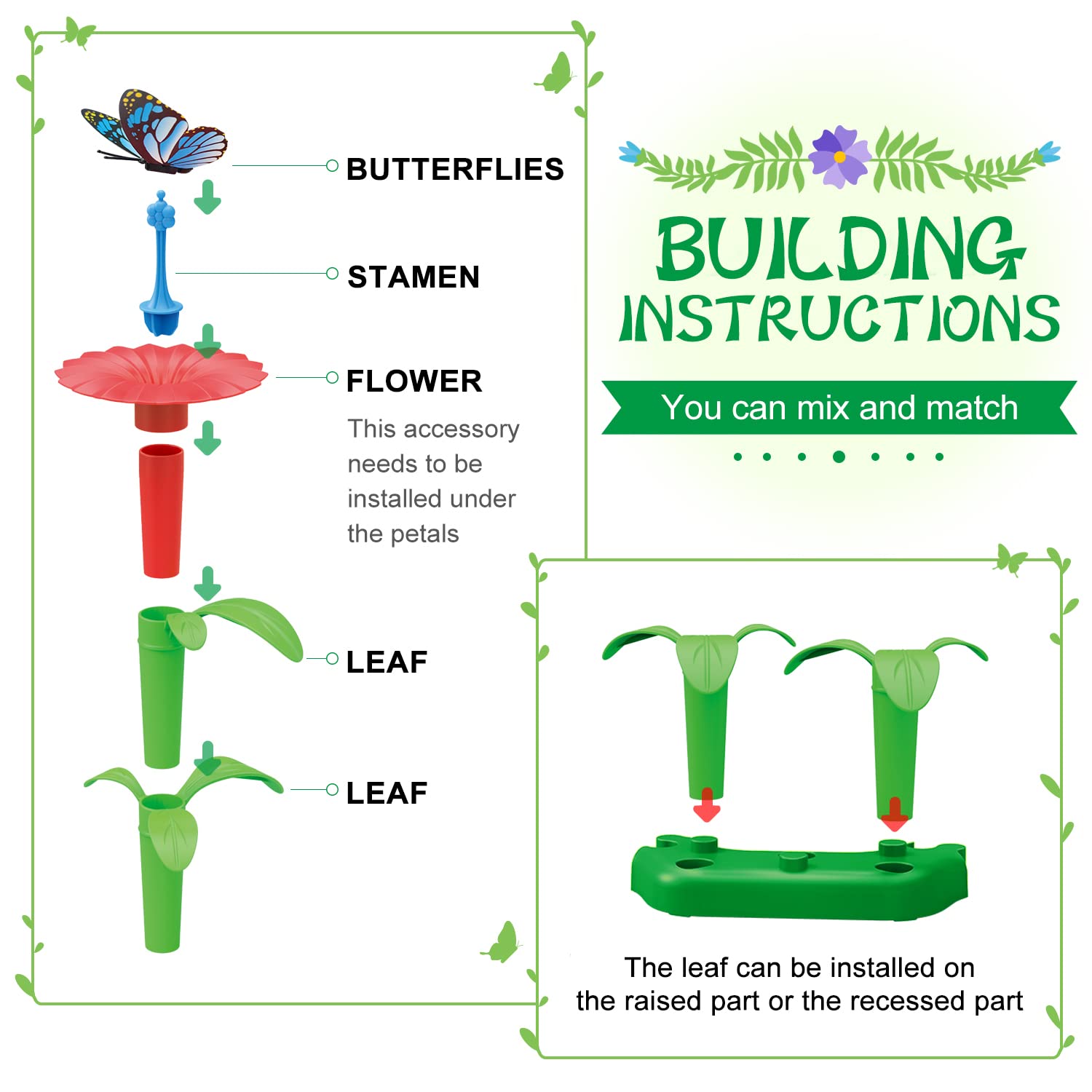 SpringFlower STEM toy promoting building, sorting, and fine motor skills.