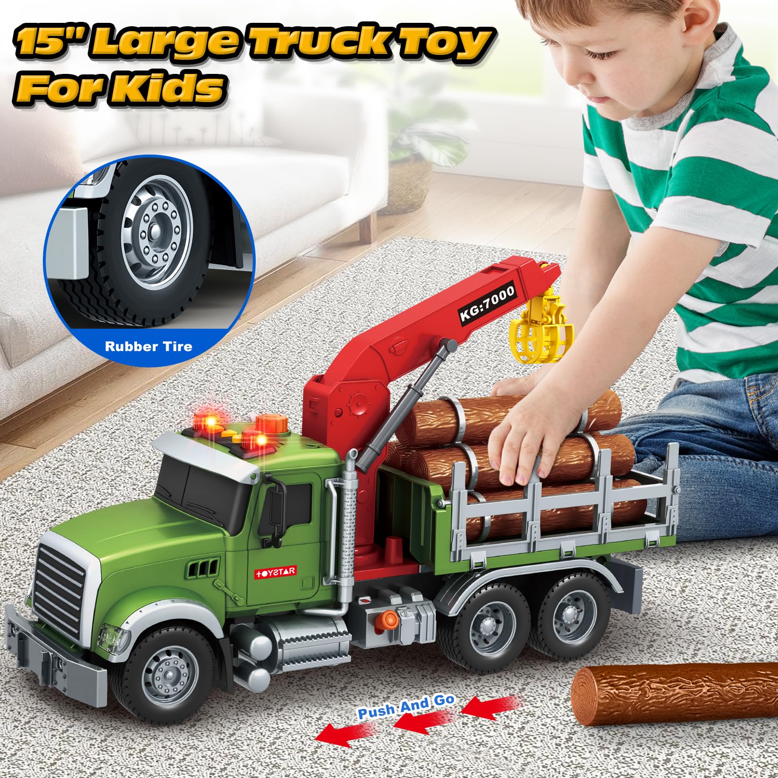 SpringFlower timber transport play supports imaginative scenarios and role-play enjoyment.