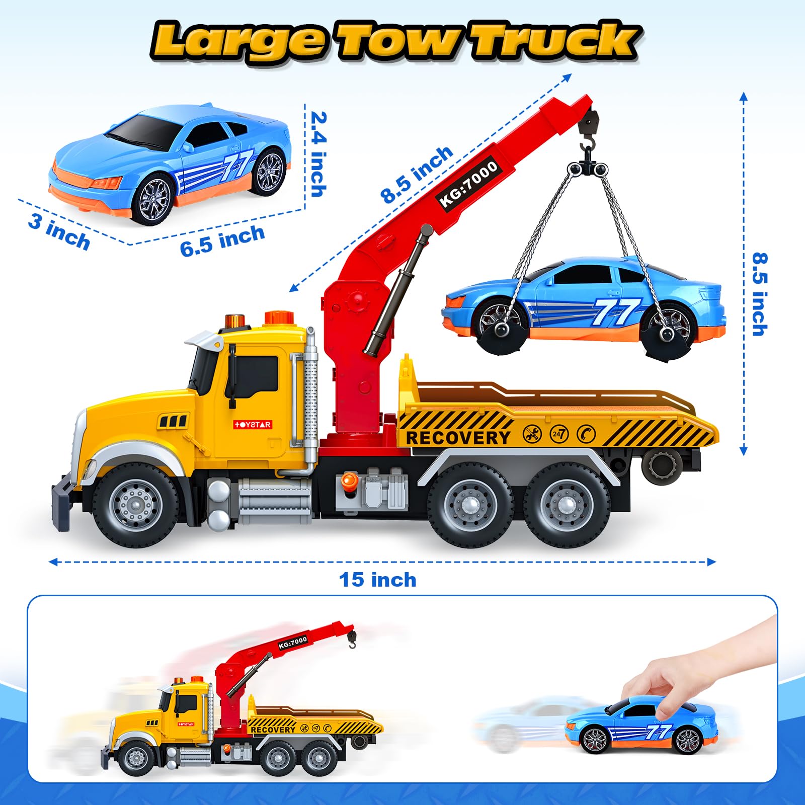 SpringFlower tow truck durable and lightweight for long-lasting play