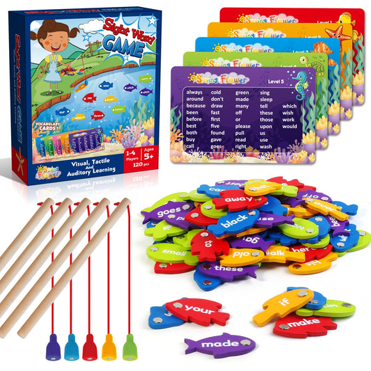 SpringFlower wooden magnetic sight words game aids early literacy through hands-on play.