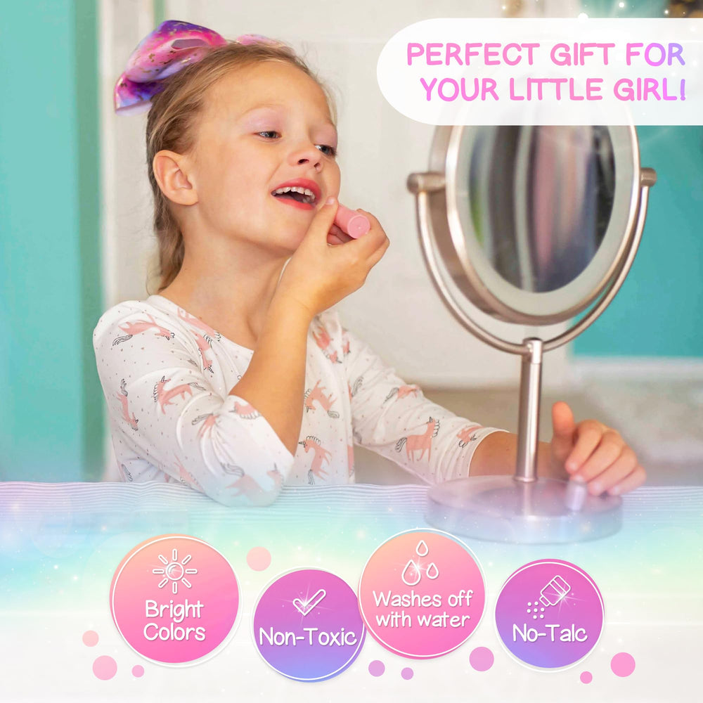 Bright makeup colors from Sprinkles Toyz kit create playful looks.