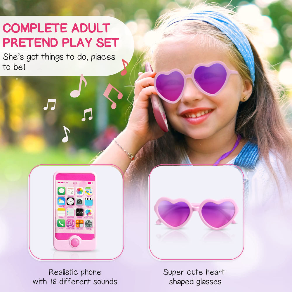 Sprinkles Toyz Pink Heart Glasses complete a mini adult look during playtime.