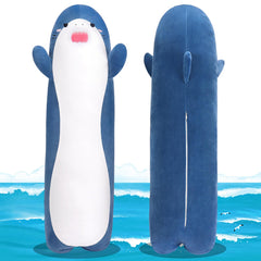 Sprinqdawin large shark plush, 33.5-inch long body, ideal for hugging.