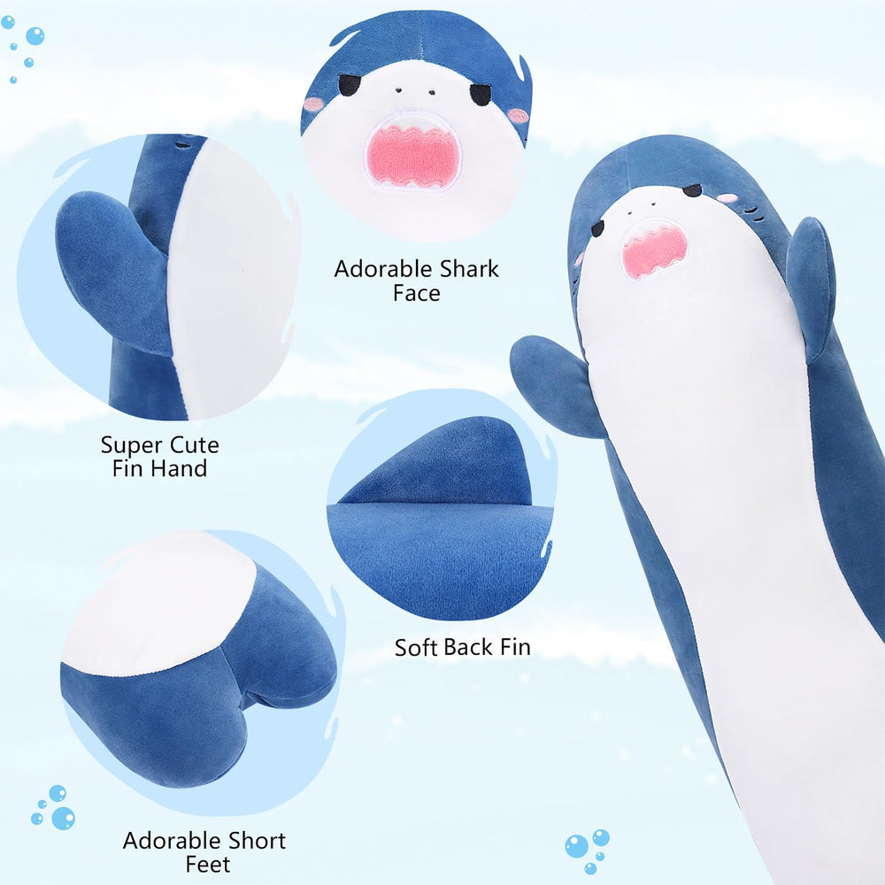 Sprinqdawin long shark body view, perfect as a full-length cuddle pillow.