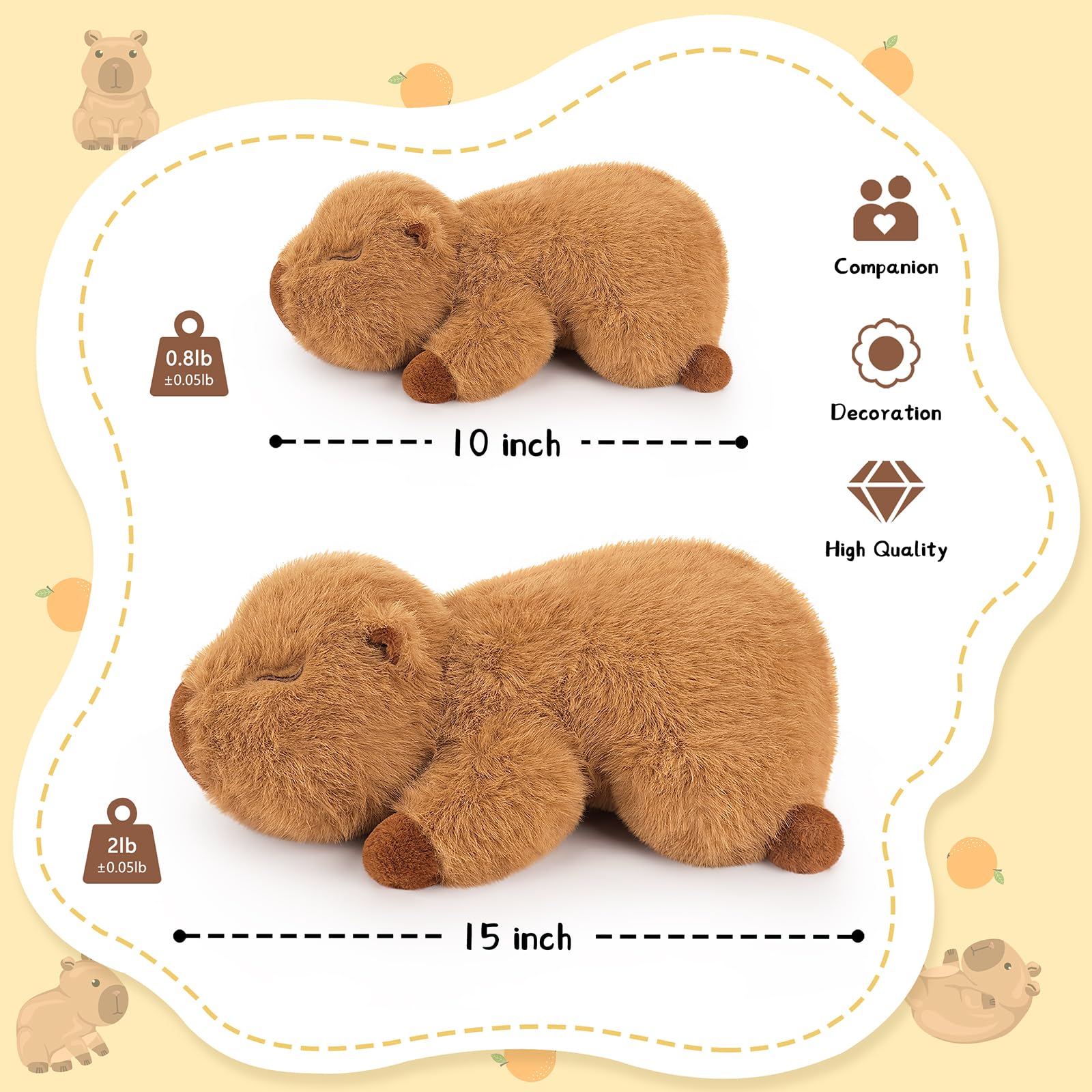 Sprinqdawin weighted capybara plush 10-inch brown cozy cushion