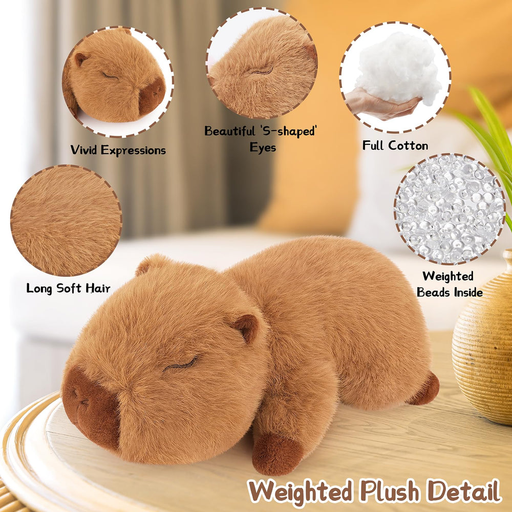 Sprinqdawin weighted capybara plush 15-inch brown plush cushion for sofa