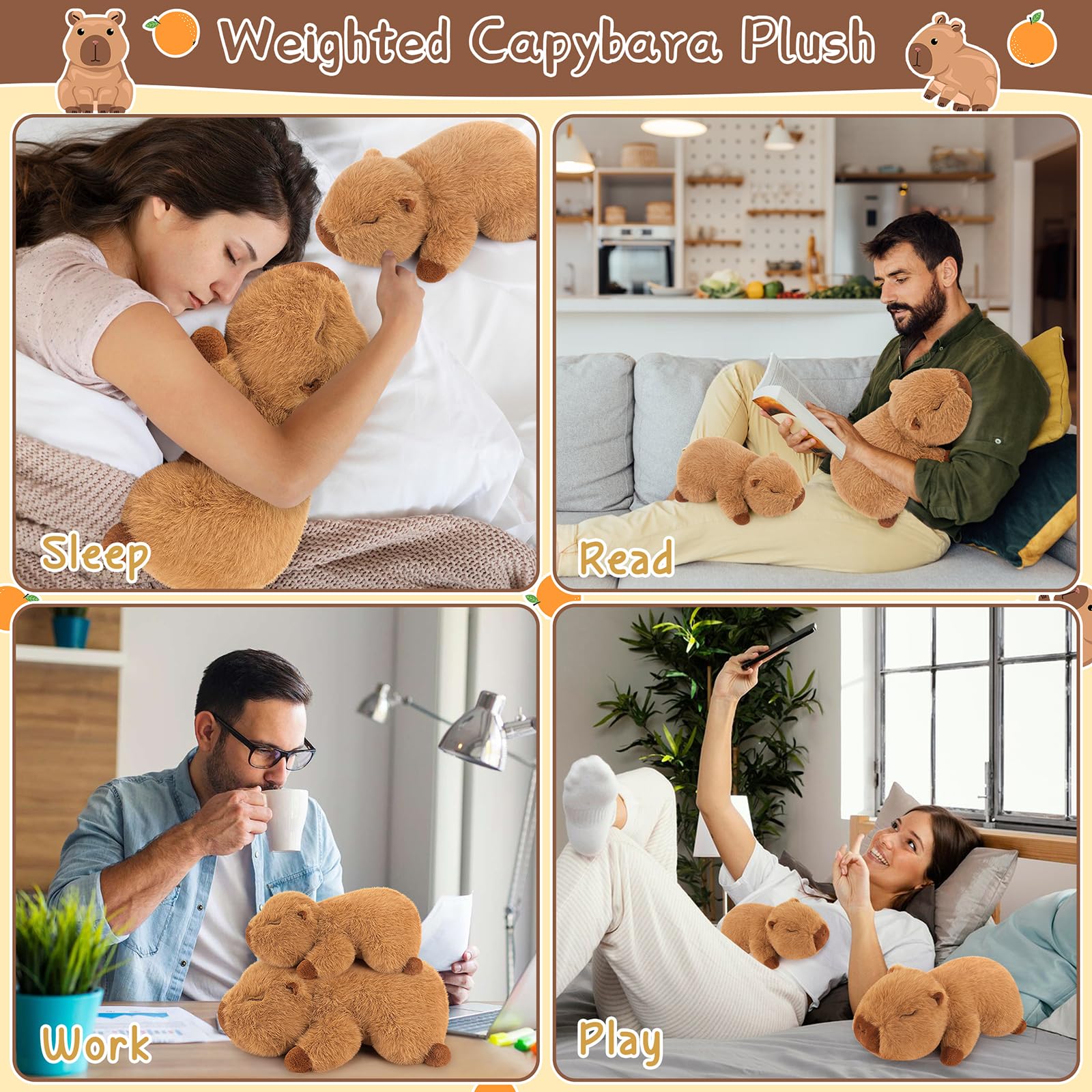Sprinqdawin weighted capybara plush soft toy for gentle play