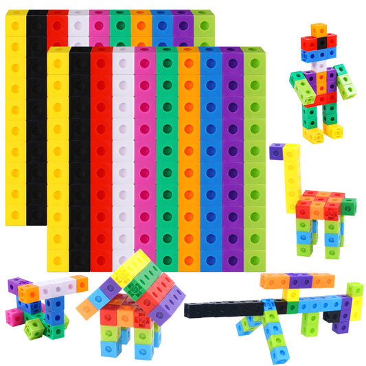 SpriteGru 200-piece math cubes in vibrant colors for counting practice.