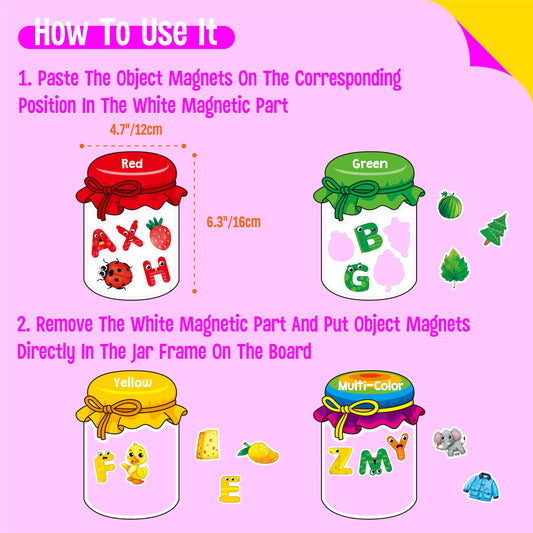 SpriteGru 60 color letter magnets for alphabet learning on board