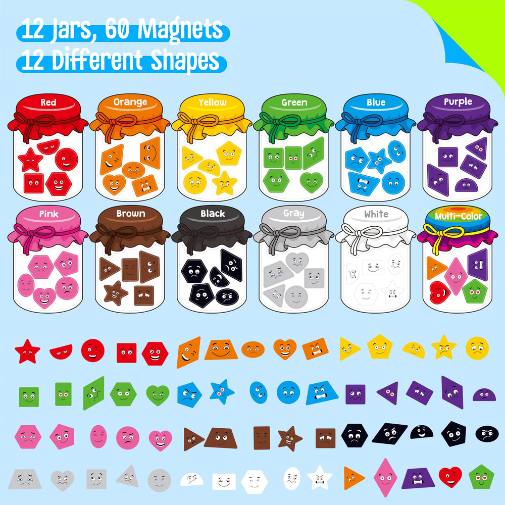 SpriteGru 12-Piece Magnetic Color Sorting Toys – 60 Magnets for Color ...