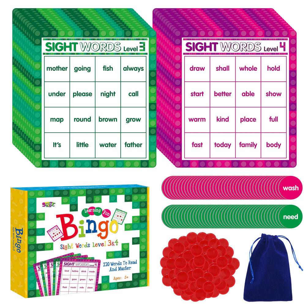 SpriteGru sight word bingo boards for classroom learning and home practice.