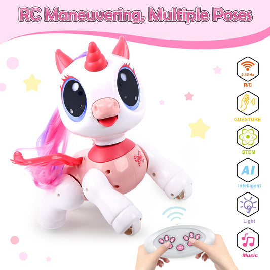 SPRSHY gesture-control unicorn demonstrating motion sensing for interactive play