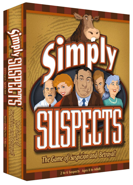 SPY ALLEY Simply Suspects box front showing family-friendly mystery gameplay.