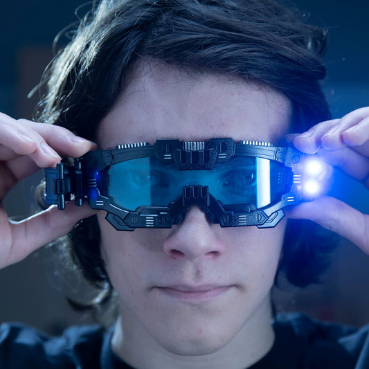 SpyX Night Mission Goggles flip-out scope aiding daytime spying during adventures