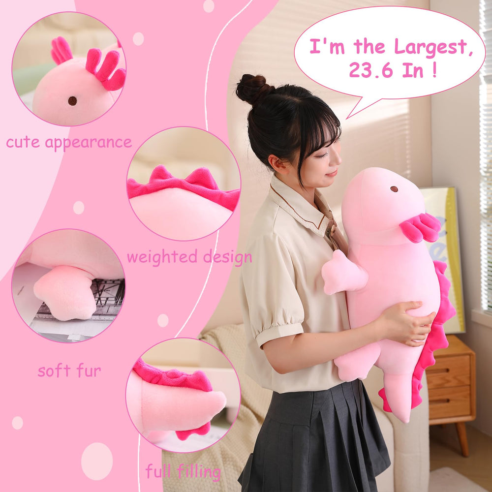 SQEQE axolotl plush on sofa acts as a comfy pillow.