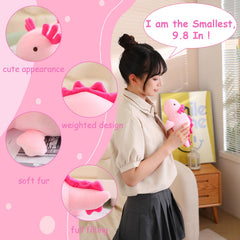 SQEQE axolotl plush highlights soft, stretch fabric and durability.