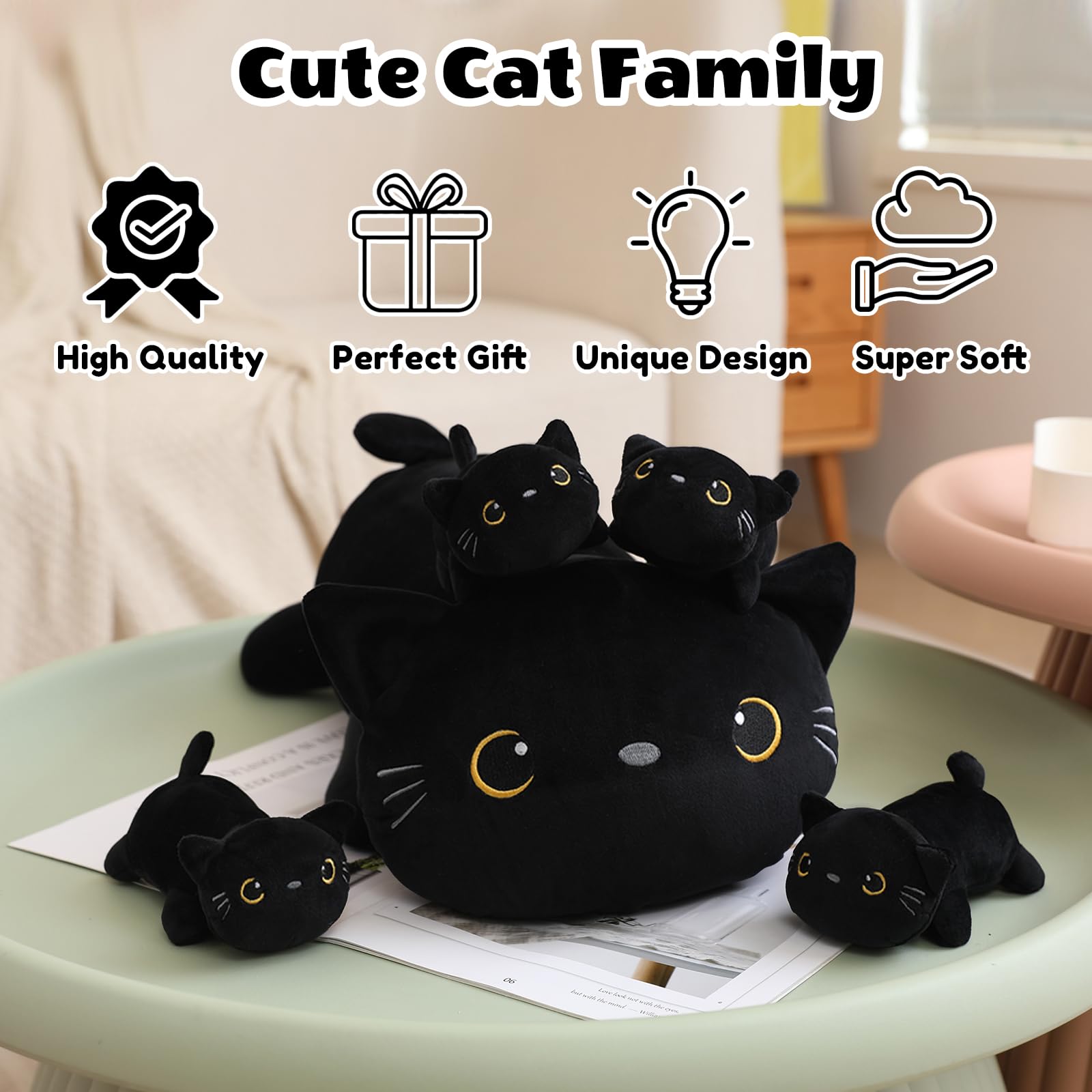 SQEQE zip-front mommy cat for nurturing play and storytelling.