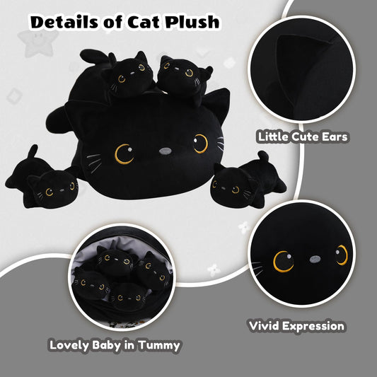 SQEQE black cat plush fabric, soft and cozy for cuddling.