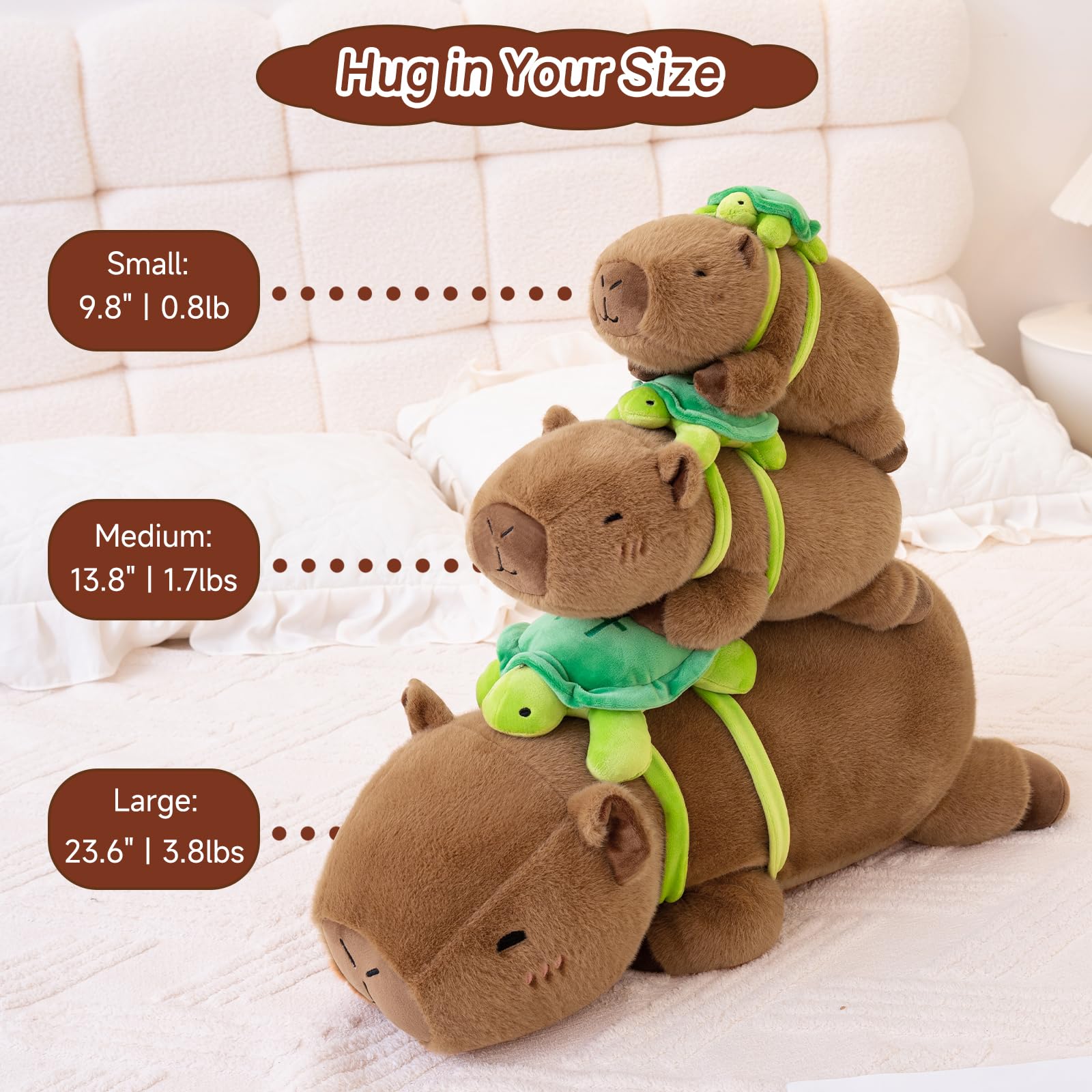 SQEQE capybara plush wearing turtle backpack as a hat-for-fun