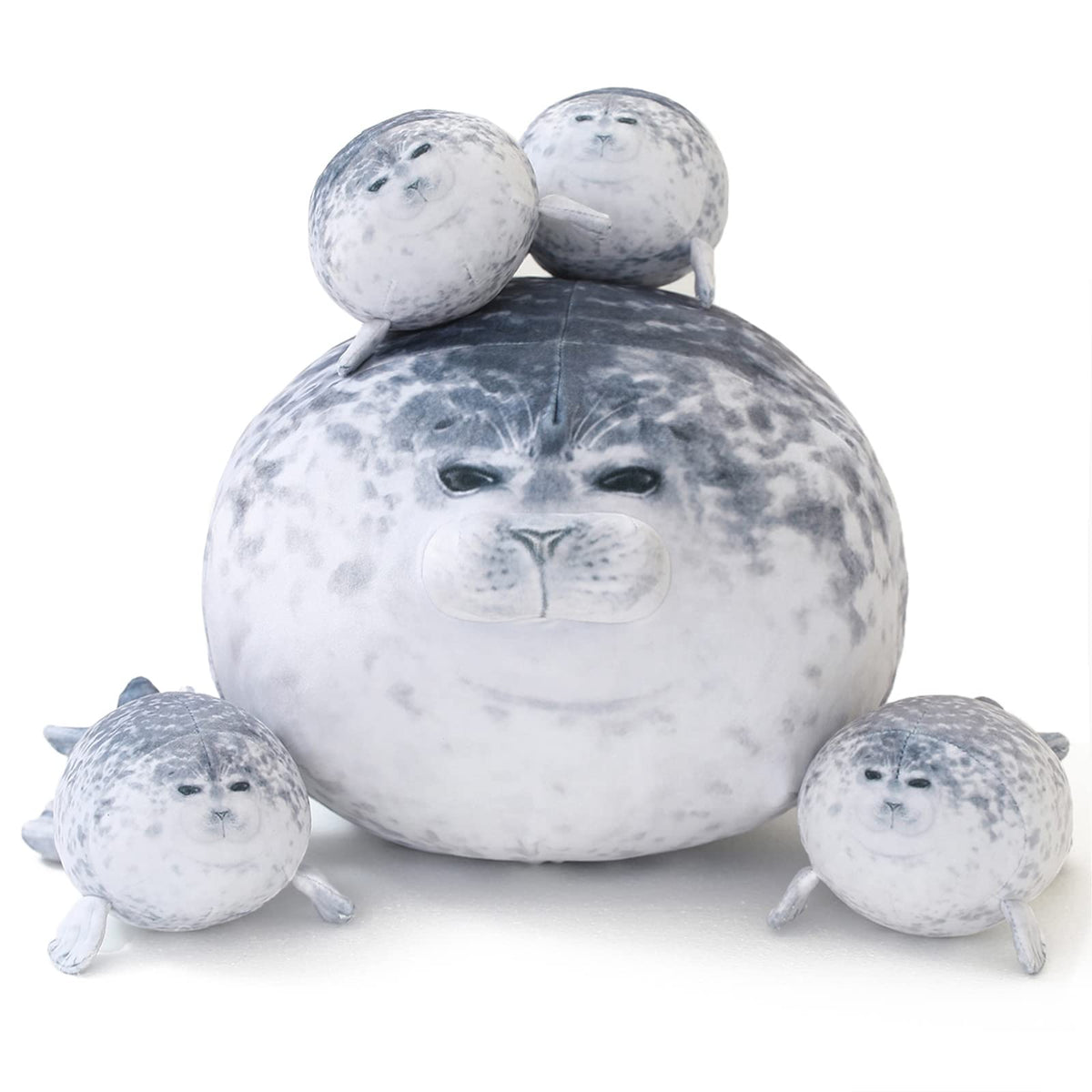 SQEQE Chubby Seal Pillow Plush shows mommy seal tummy for cozy playtime.