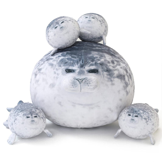 SQEQE Chubby Seal Pillow Plush shows mommy seal tummy for cozy playtime.