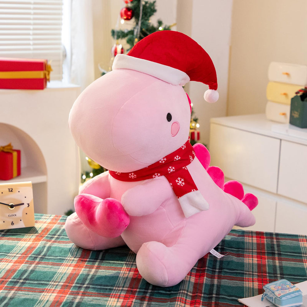SQEQE dinosaur plush used as a decorative bed pillow enhances relaxation