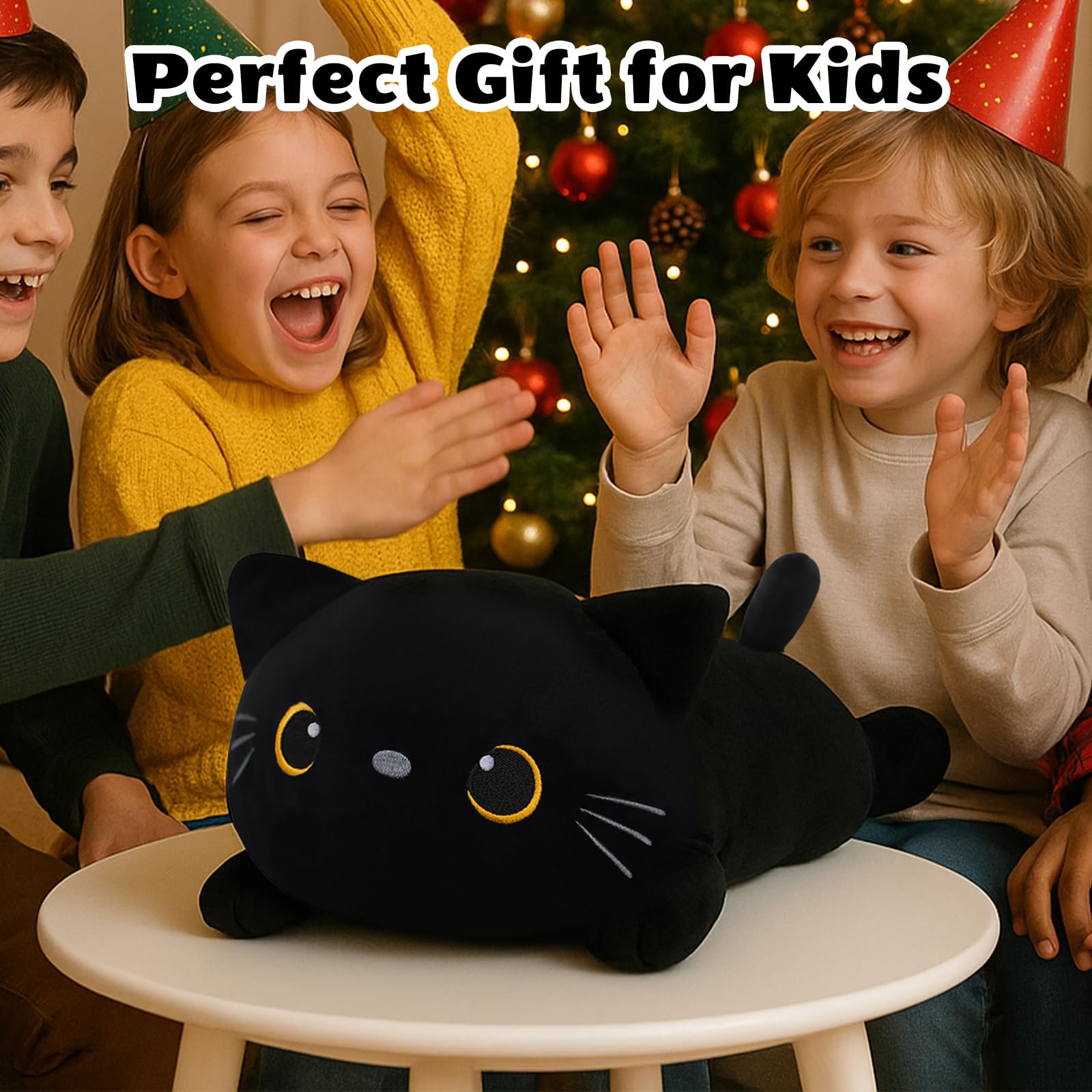 SQEQE cute black cat plush for seasonal gifts.