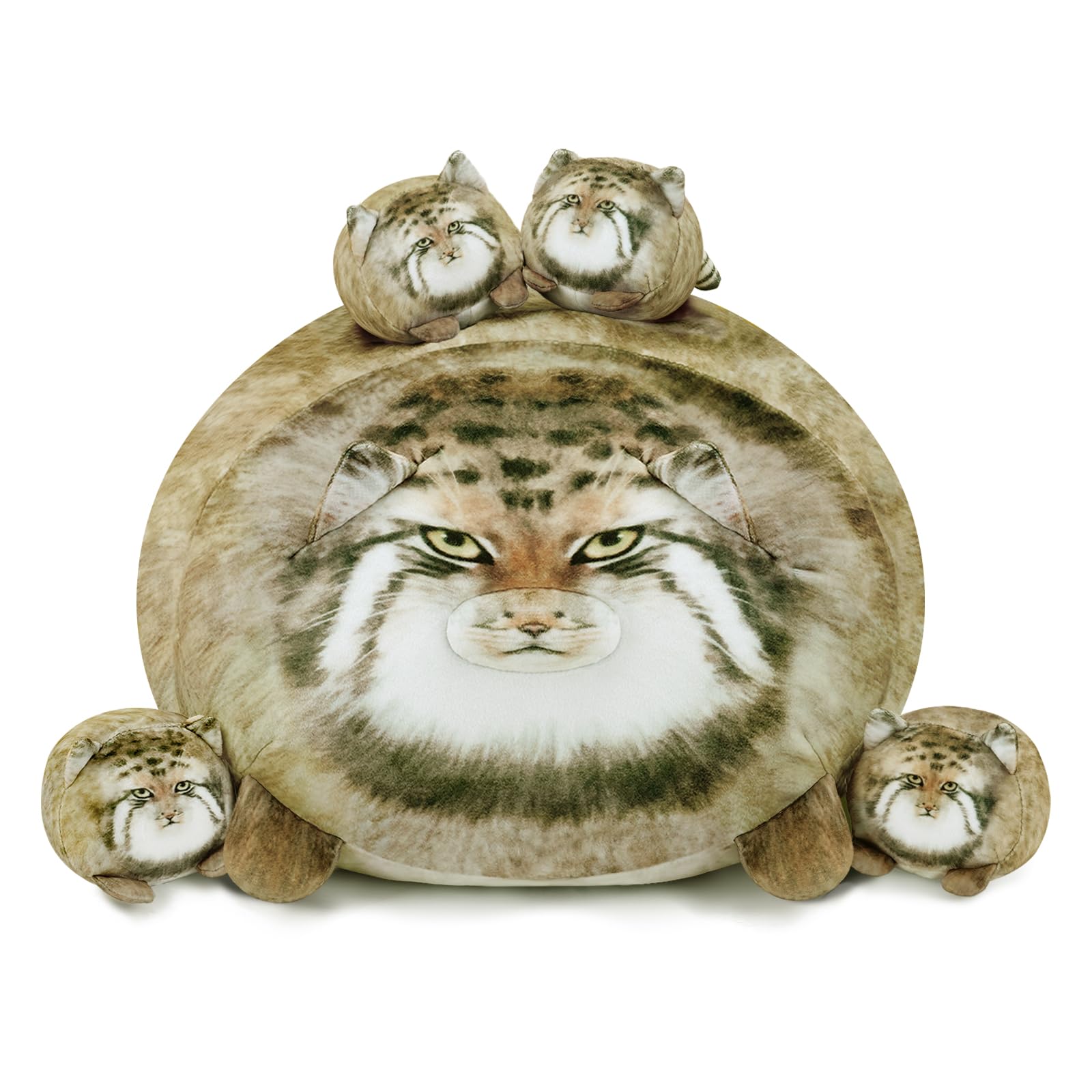 SQEQE Pallas Cat Plush belly opening reveals removable babies for interactive play.