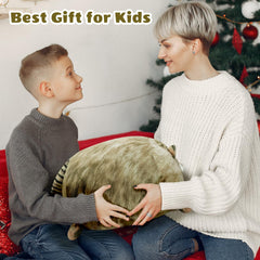SQEQE Pallas Cat Plush kids playing with removable babies for imaginative fun.