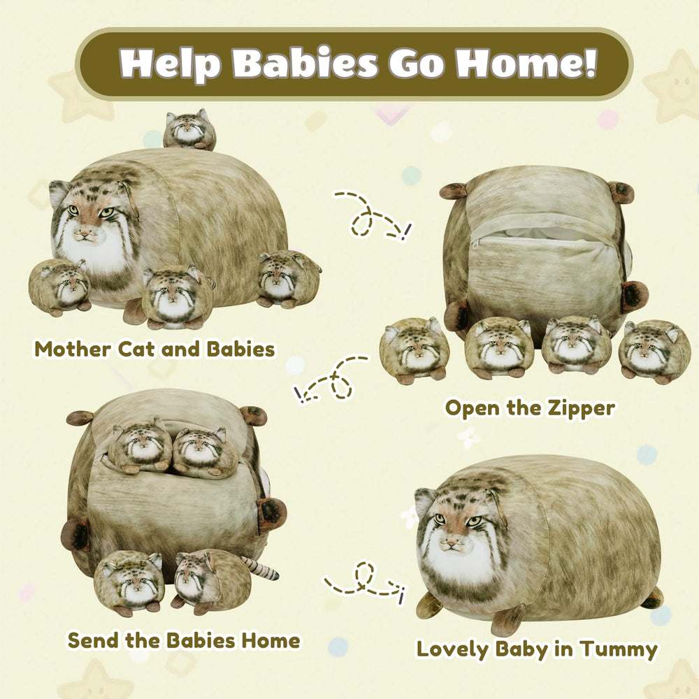 SQEQE Pallas Cat Plush adds cute decor to sofas and beds.