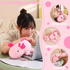 SQEQE pink axolotl plush close-up of kawaii face charm.