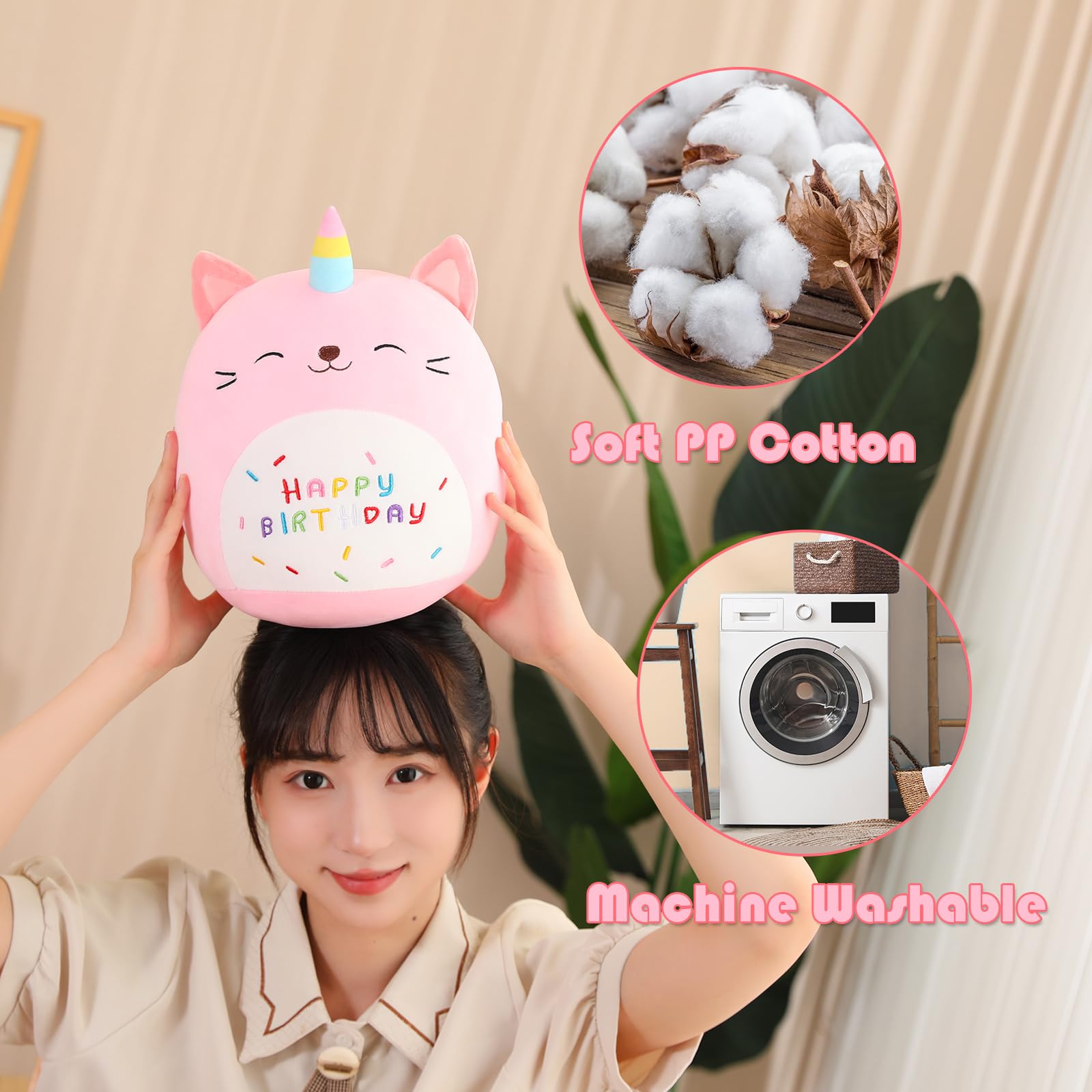 SQEQE Pink Caticorn in bedroom decor, enhances cozy nighttime ambiance