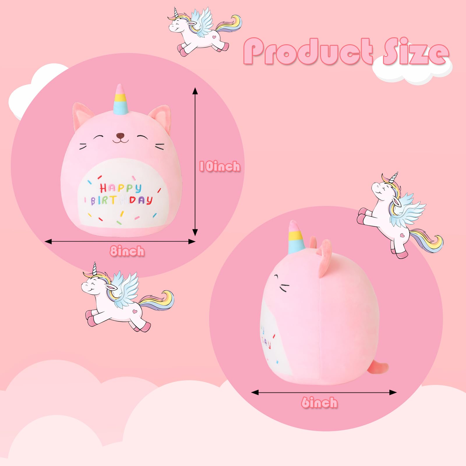  SQEQE Pink Caticorn with birthday sign, adds cute party decor and smiles