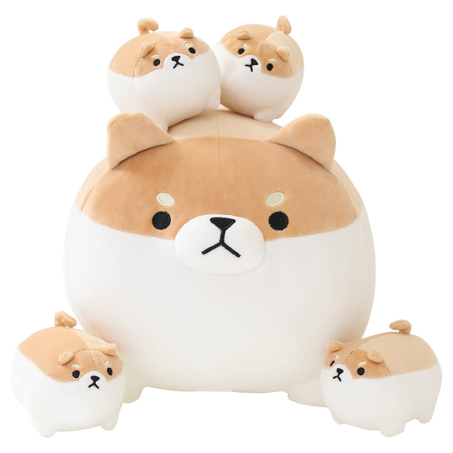 SQEQE shiba inu mommy plush with removable babies for interactive play