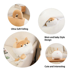 SQEQE shiba inu plush with zipper opening for easy baby removal