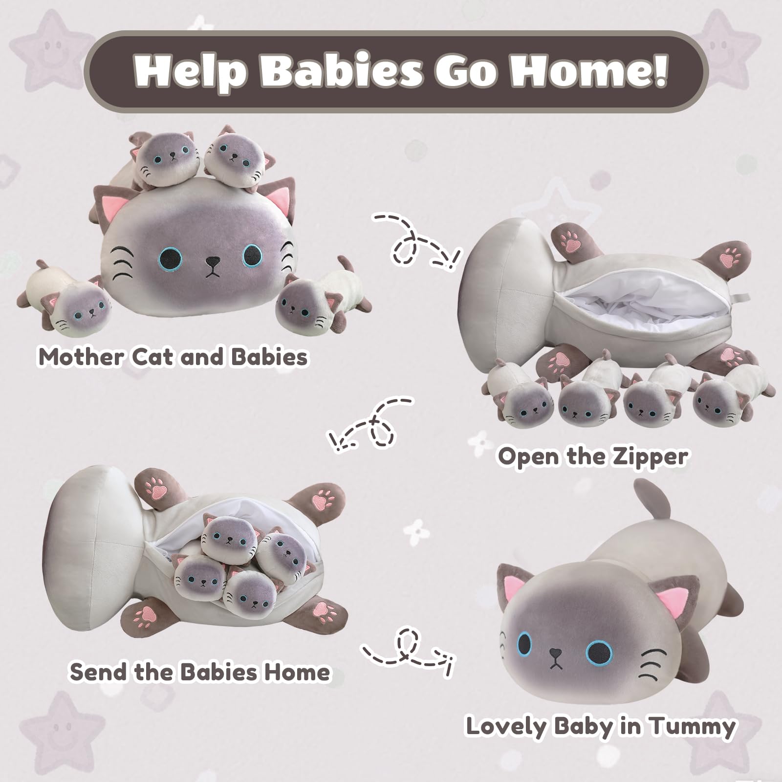 SQEQE Siamese cat plush close-up showing soft fur and friendly expression