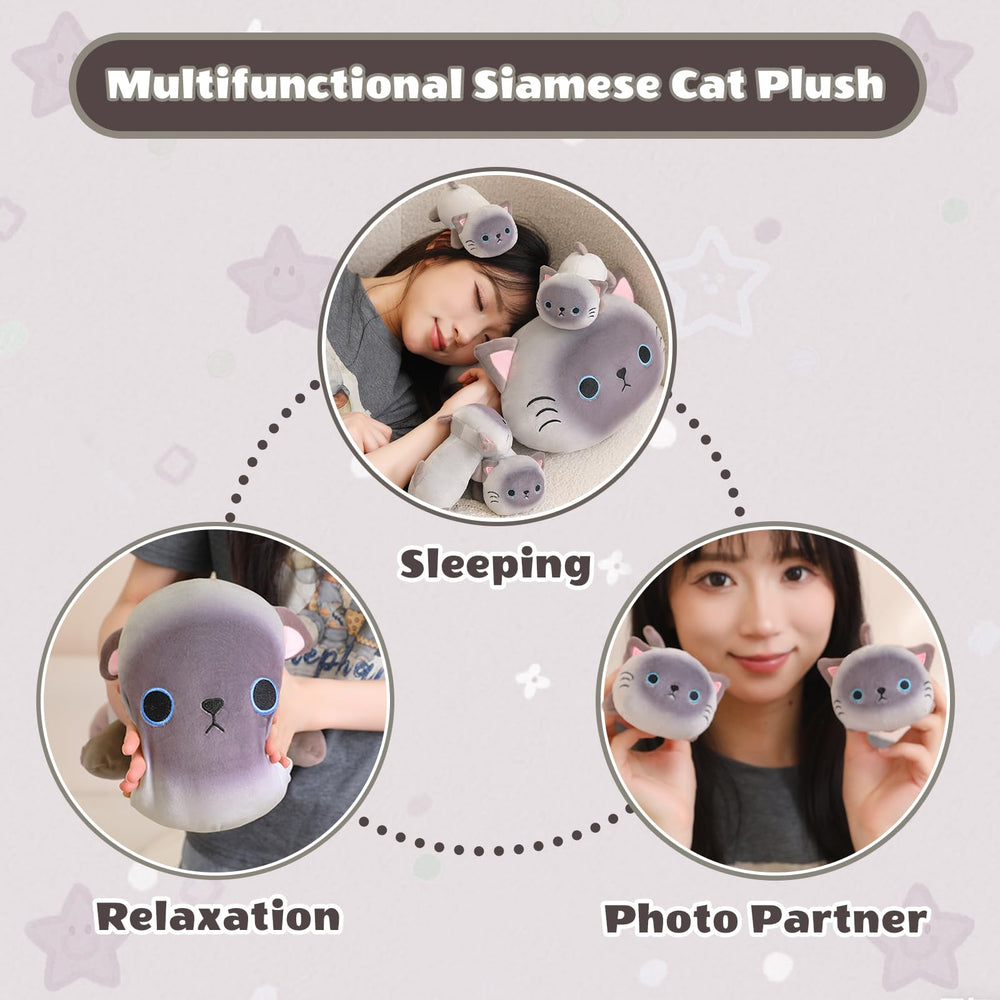 SQEQE Siamese cat plush ideal for naps and bedtime warmth