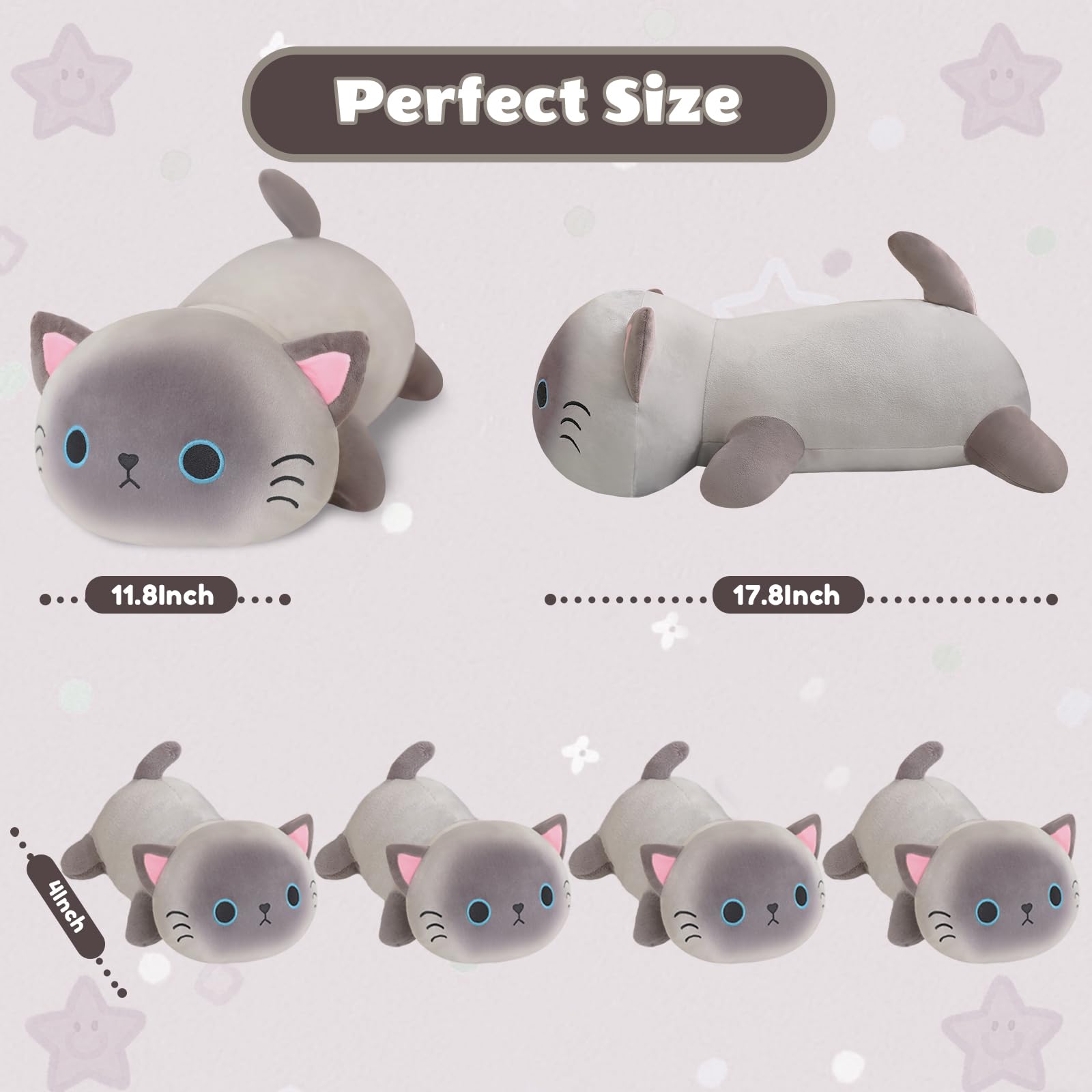 SQEQE Siamese cat plush seated, a cute bedroom decor accent