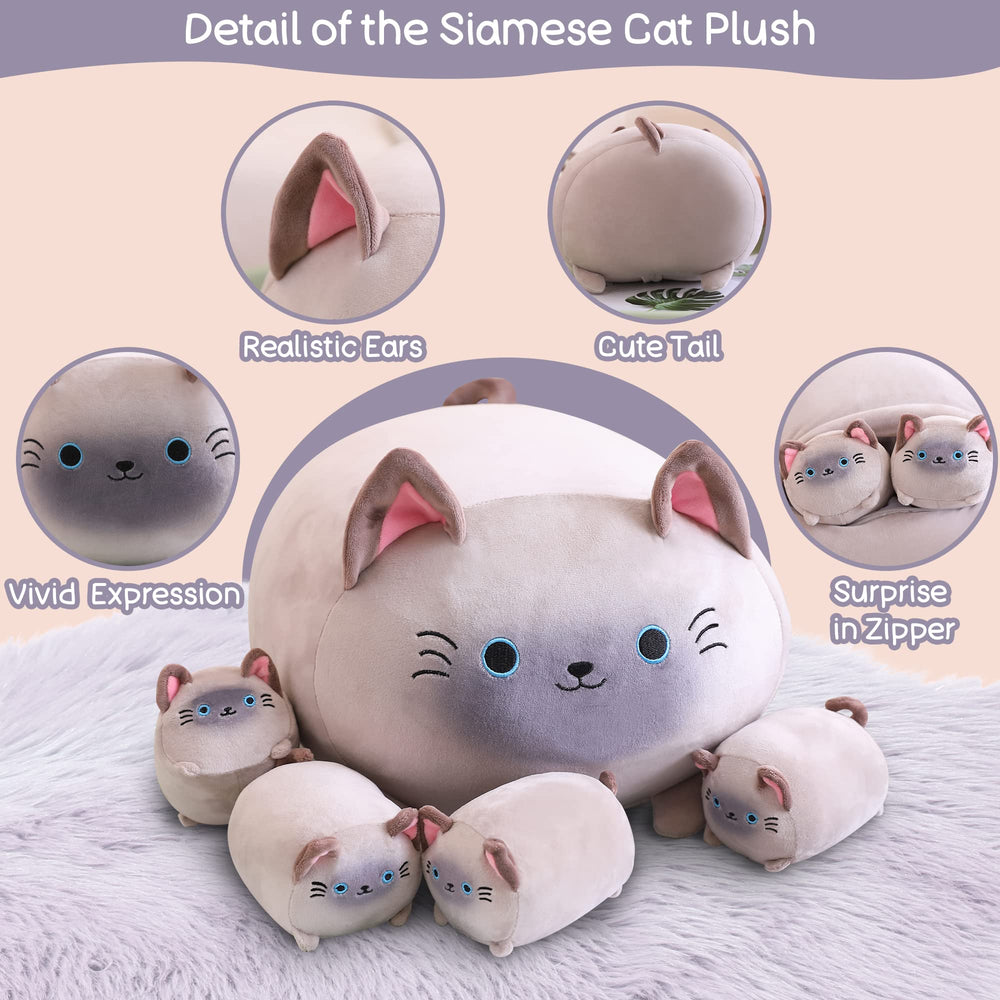 SQEQE Siamese Cat Plush soft material for gentle hugs and cuddles