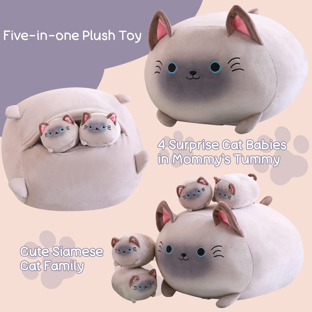 SQEQE Siamese Cat Plush travel-friendly size for on-the-go comfort