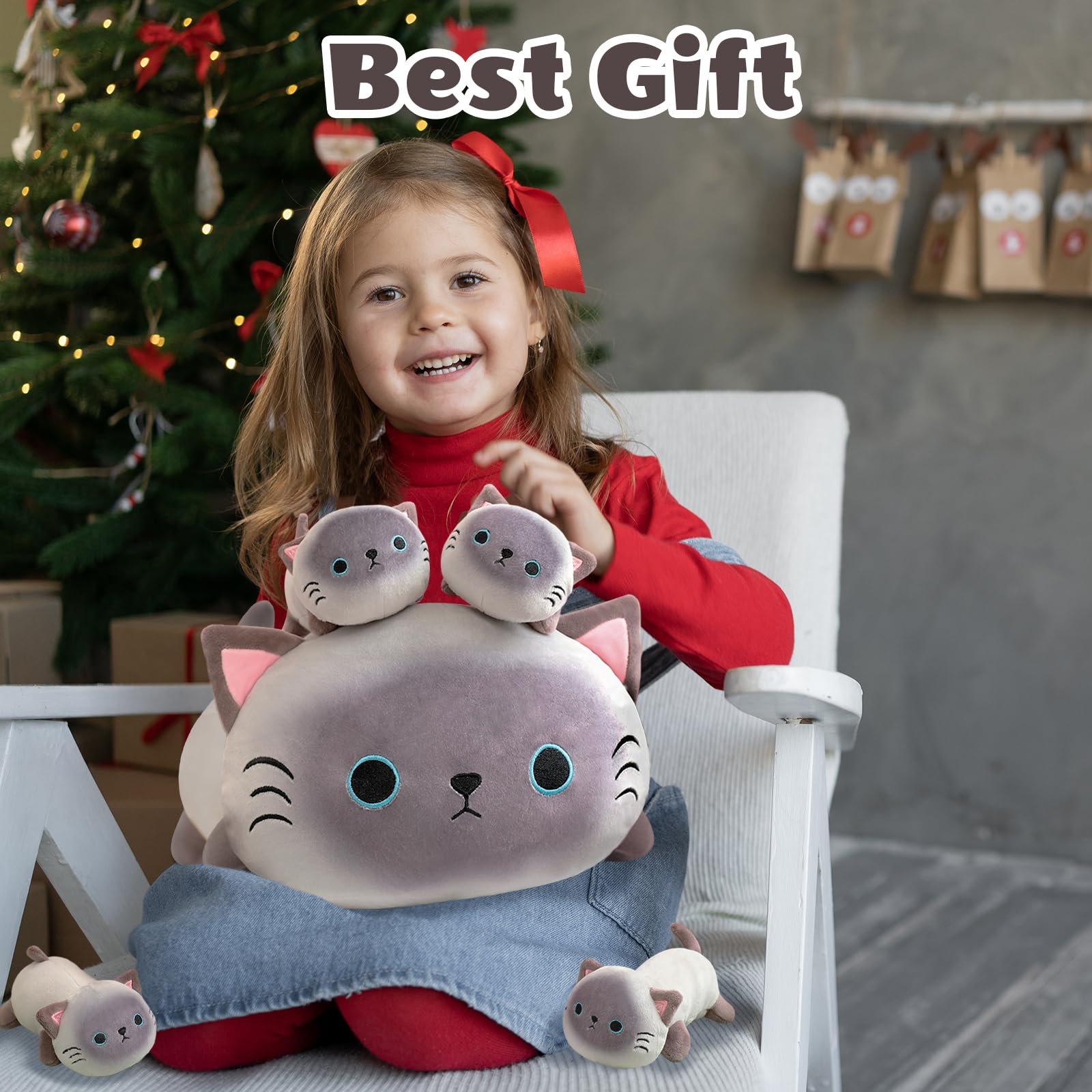 SQEQE Siamese cat plush vacuum-packed; easy to unpack and fluff