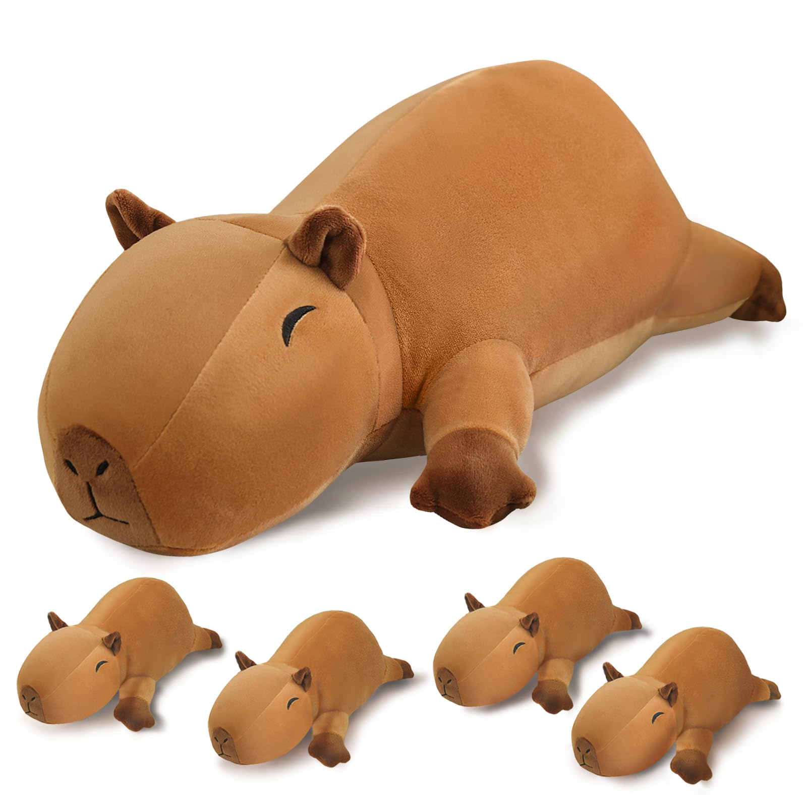 SQEQE stuffed capybara mommy with babies inside, cozy bedtime companion