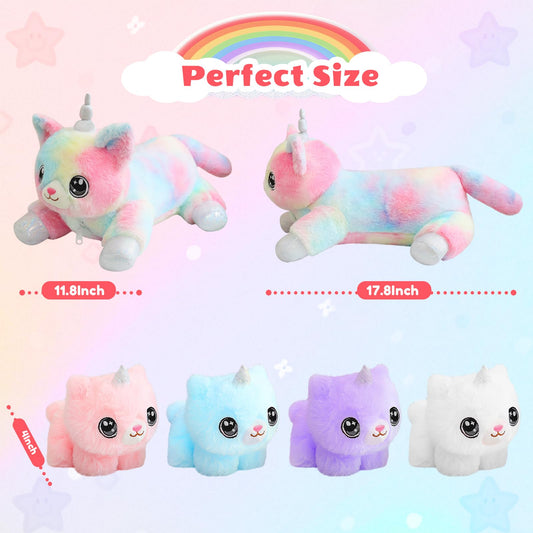 SQEQE unicorn cat plush belly opens to reveal babies, playful delivery reveal feature.