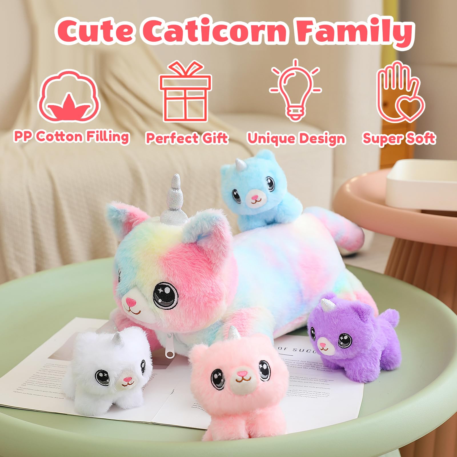SQEQE unicorn cat plush makes a thoughtful birthday gift for kids.