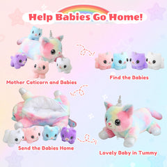 SQEQE unicorn cat plush with PP cotton filling for plush, durable comfort.