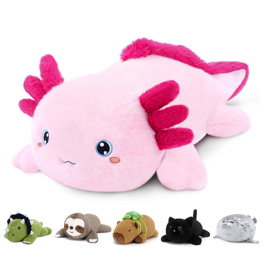 SQEQE weighted axolotl 9-8inch plush, ideal for comforting hugs during bedtime.